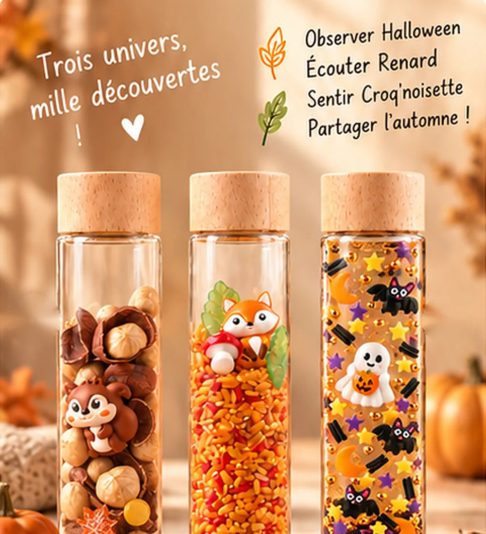 Pack Automne, 3 bouteilles sensorielles.