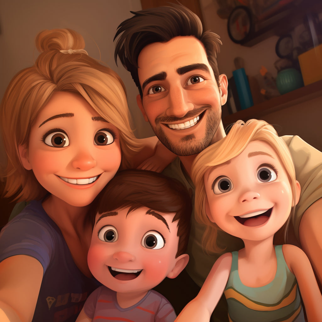 selfie d'une famille heureuse