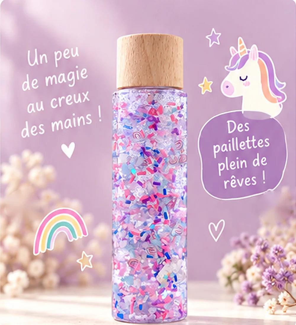 Magic licorne, bouteille sensorielle visuelle.