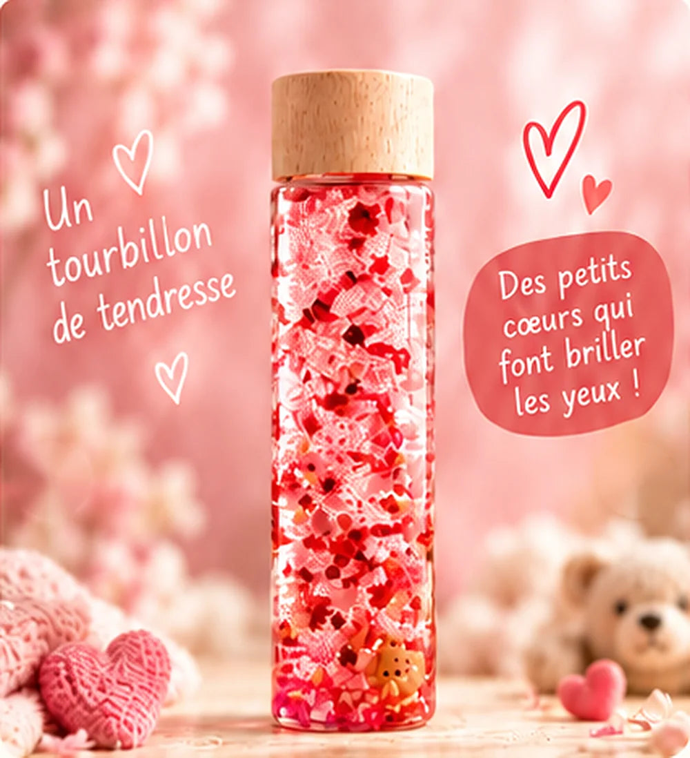 Ourson chéri, bouteille sensorielle visuelle.
