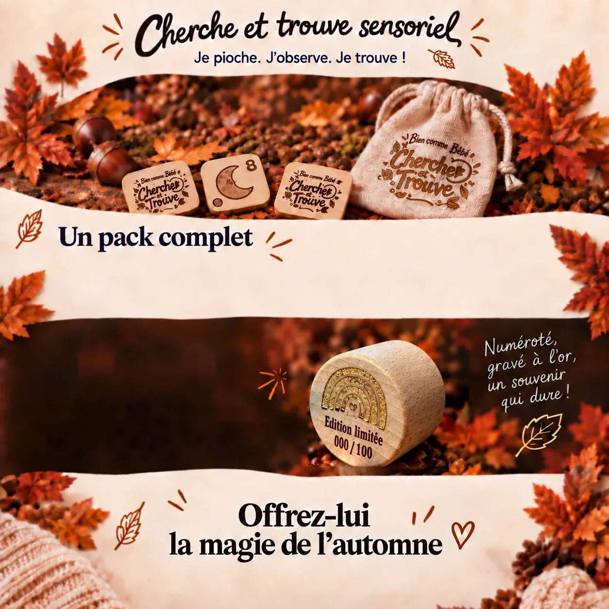 Cherche et trouve sensoriel — Un pack complet — 100 exemplaires seulement — Offrez-lui la magie de l'automne